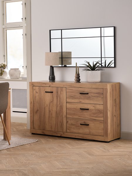 Credenza LINTRUP 1 anta 3 cassetti color rovere