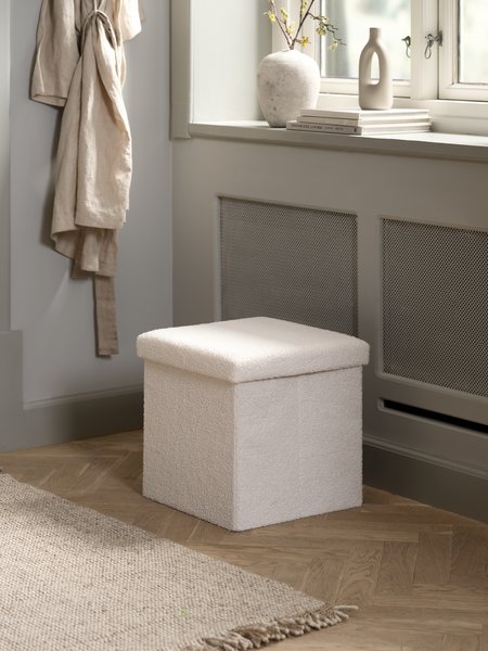 Pouf NYSTED 38x38 con conenitore in tessuto teddy col.avorio