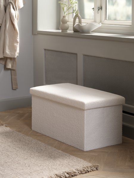 Pouffe NYSTED 76x38 w/storage off-white teddy