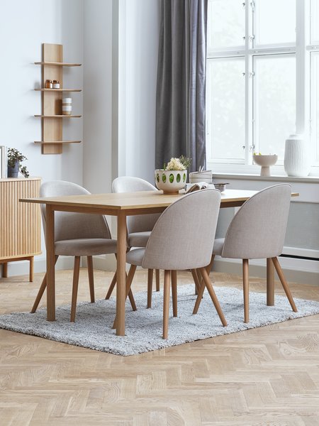 ALSTED L160 tafel eiken + 4 THORUP stoelen beige