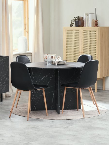 KRONDAL D110 table marble + 4 JONSTRUP chairs black/oak