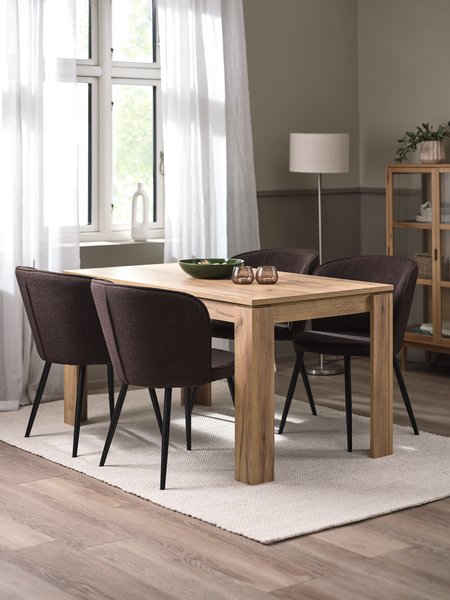 LINTRUP L140 tafel eiken + 4 RISSKOV stoelen donkerbruin