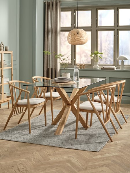 AGERBY L160 table oak + 4 ARNBORG chairs oak/off-white