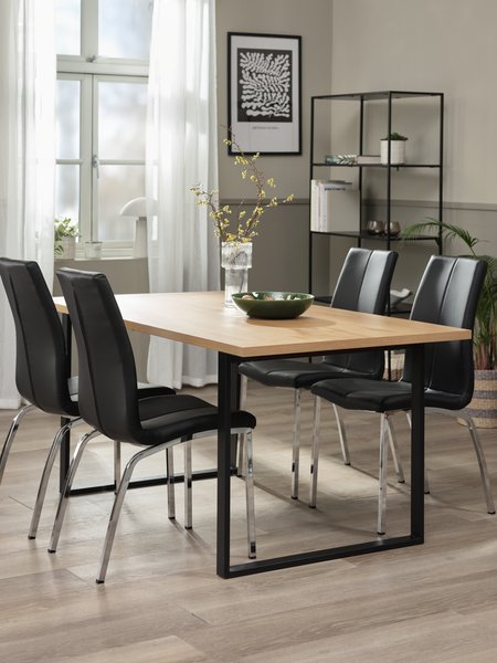 AABENRAA L160 table chêne + 4 HAVNDAL chaises noir