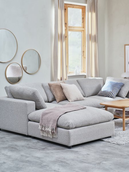 Modular sofa LUNDBY chaise longue sand fabric