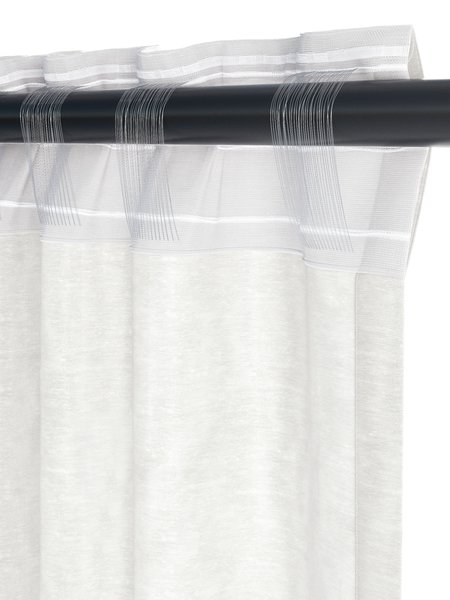 Rideau Voilage Duo Blanc Cassé - Motifs Ton Sur Ton - Barre Pour Plomber
