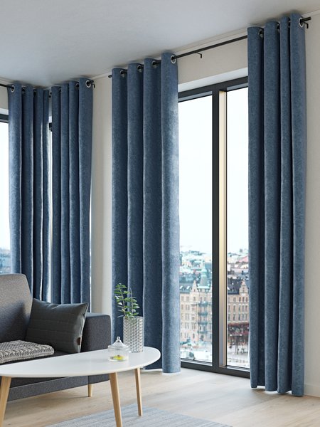 Curtain NESVATN 1x140x300 chenille navy