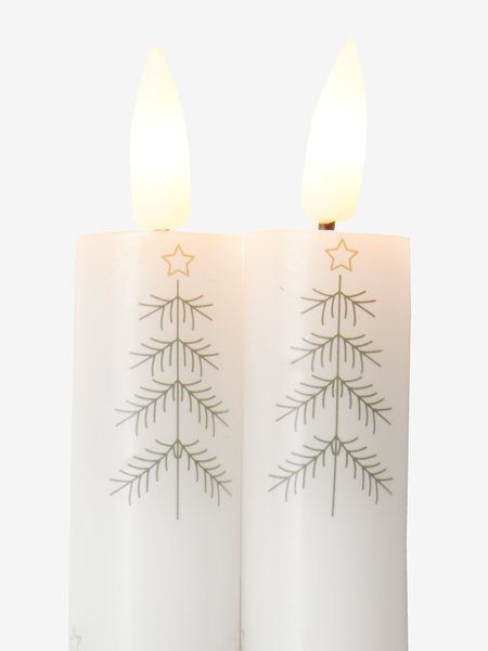 LED Candle MERLINIT H24cm pack of 2 white and green