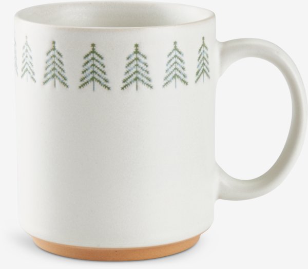 Tasse FREKI Ø9xH10cm grès 39cl blanc et vert