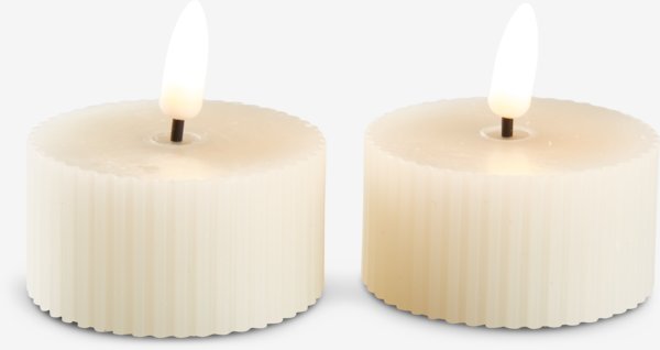 LED tealights GERI D6xH6cm pack of 2 white