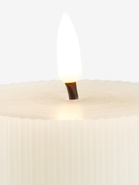 LED bloklys GALAR Ø8xH10cm m/timer hvid