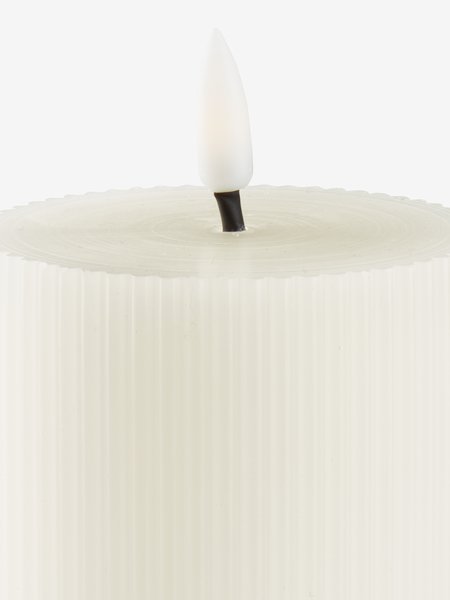 LED bloklys GALAR Ø8xH10cm m/timer hvid