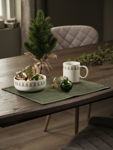 Becher FREKI Ø9xH10cm Keramik 39cl weiss und grün