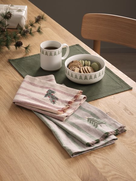 Becher FREKI Ø9xH10cm Keramik 39cl weiss und grün