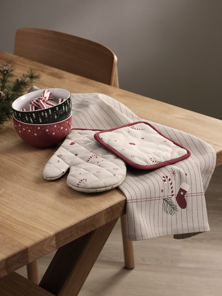 Set de cuisine IVALDI beige/rouge 3pcs/pqt