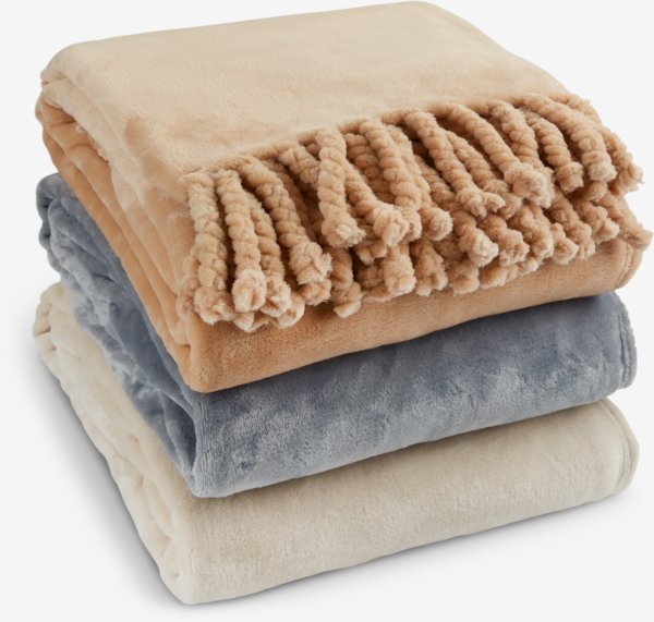 Fleece throw BONDEROSE 130x170 beige