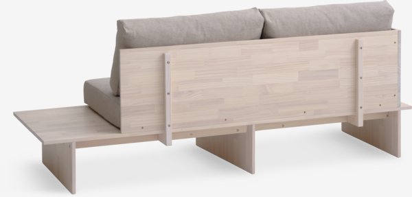 Sofaseng SOLLERUP 204x78 lys grå stoff/furu
