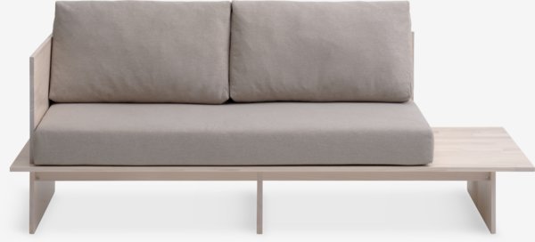 Sofaseng SOLLERUP 204x78 lys grå stoff/furu