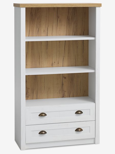 Bookcase MARKSKEL 2 drawers white/oak colour