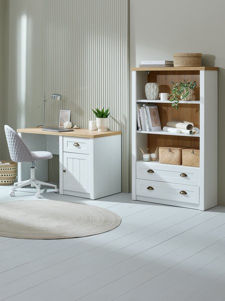 Bookcase MARKSKEL 2 drawers white/oak colour