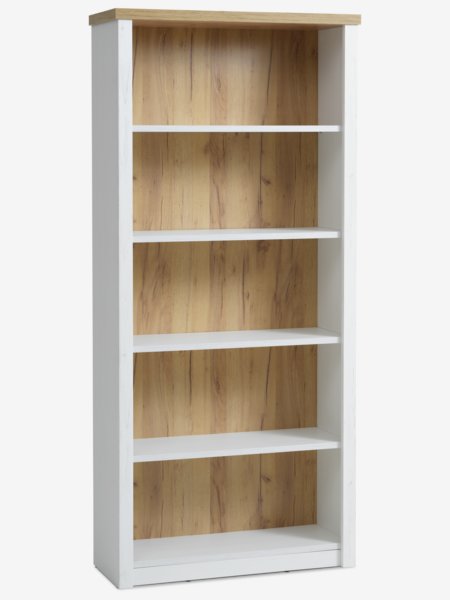 Boekenkast MARKSKEL 5 schappen wit/eiken