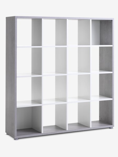 Room divider HALDAGER 16 shelves concrete/white