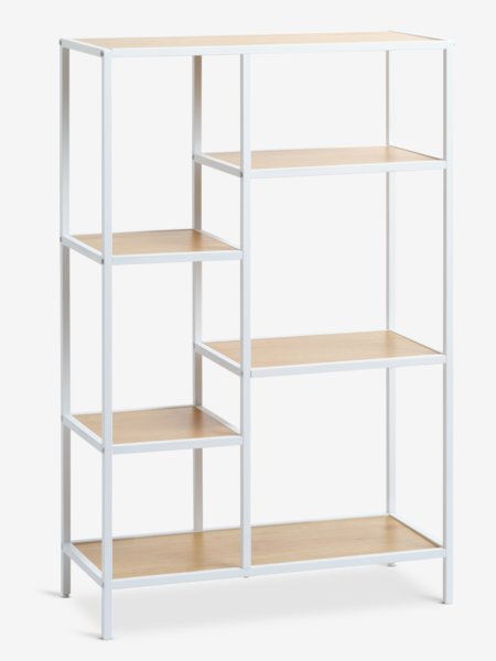 Scaffale TRAPPEDAL 5 ripiani colore rovere/bianco