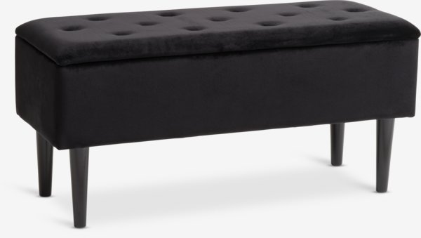 Banc BADSTED a/rangement velours noir/noir