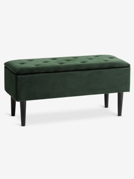 Banc BADSTED avec rangement velours vert foncé/noir