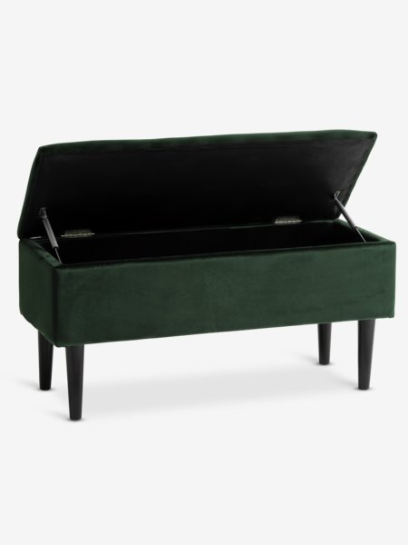 Cassapanca BADSTED con vano conten. velluto verde scuro/nero
