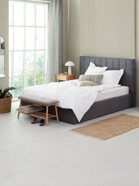 Cadre de lit AGERFELD 140x200 tissu gris foncé