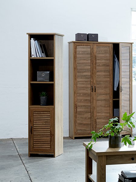 Bookcase MANDERUP 1 door 3+1 shelves wild oak colour