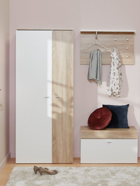 Hallway unit BELLE 2 doors white/light oak colour