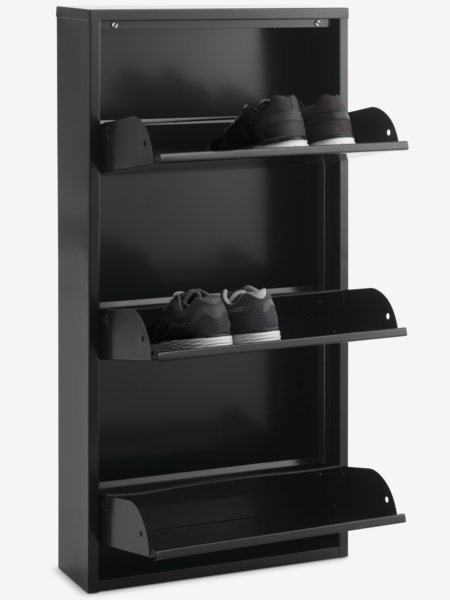 Shoe cabinet HALLENSLEV 3 compartments black