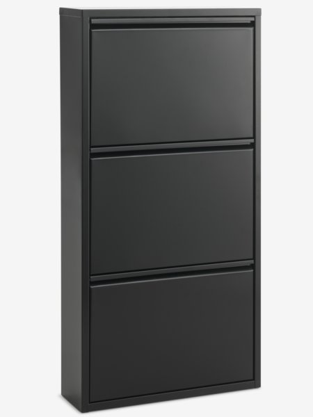 Shoe cabinet HALLENSLEV 3 compartments black