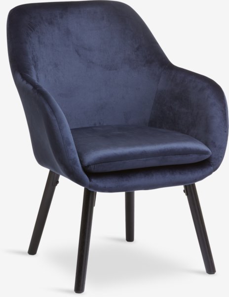 Armchair UDSBJERG blue velvet/black