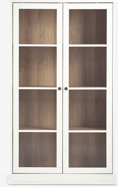 Display cabinet KIRKEBY 2 doors white/warm oak colour