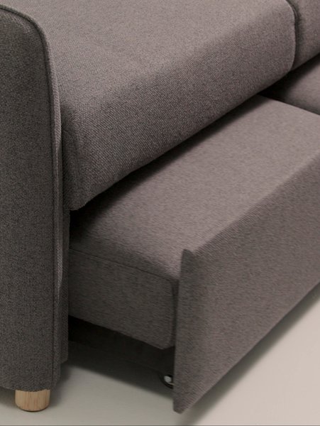 Sofa bed LYSTRUP 2 seater dark grey fabric
