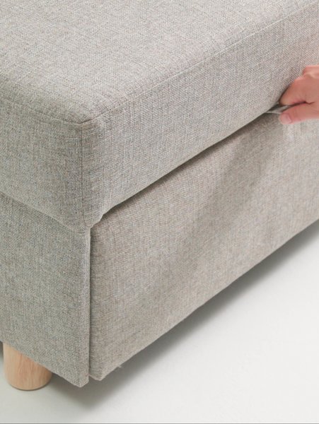 Sofa bed OLSTRUP 1.5-seater grey fabric/oak colour