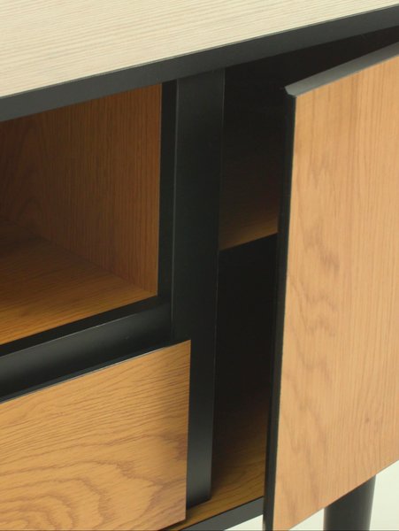 TV bench ODENSE 2 doors 1 drawer oak colour/black