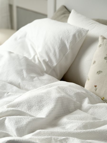 Duvet cover set TINNE seersucker double white