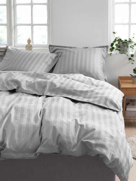 Sateen duvet cover set NELL Double light grey