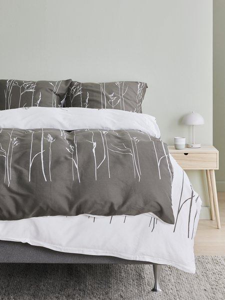 Completo copripiumino Raso NORDIC 160x210 cm grigio/bianco