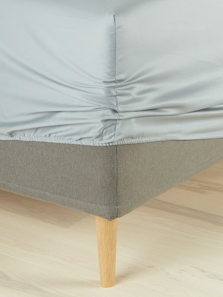 Drap-housse Satin TINE 90x200x35 gris clair