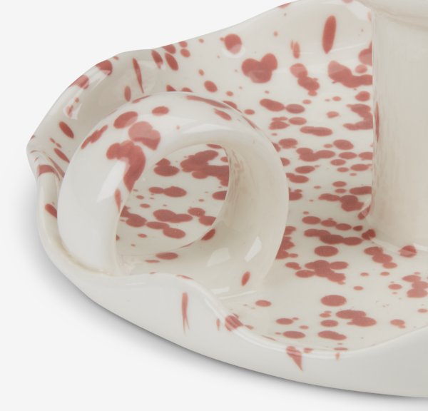 Lysestage REIDAR Ø14xH6cm hvid/rosa