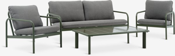 Ensemble lounge TEGLUM 4 personnes vert olive