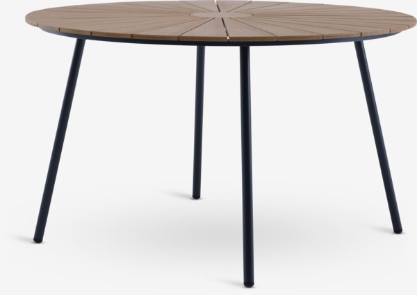 Tuintafel RANGSTRUP Ø130 naturel/zwart