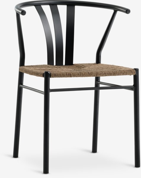 Table bistrot STENUNGSUND L60 gris + 2 chaises TAGMARK noir