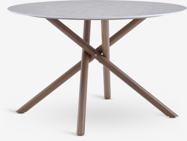 SANDVIG D120 table beige + 4 FJELLERUP chair natural