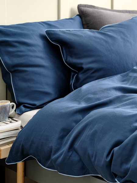 Sateen duvet cover set SANNA Double dark blue